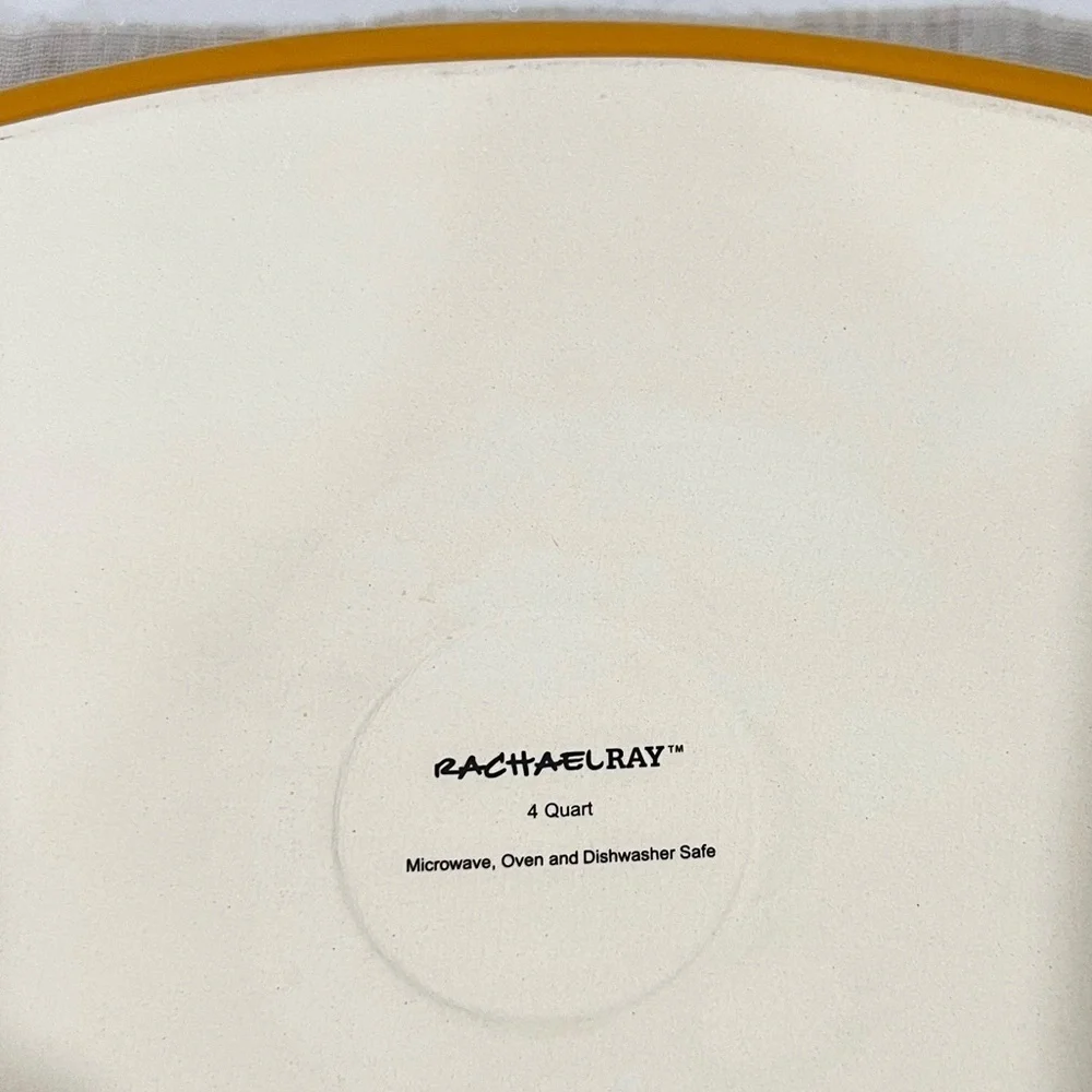 Rachel Ray 4 Quart Oval Baker Dish Yellow Mustard Stoneware Glazed Glassy